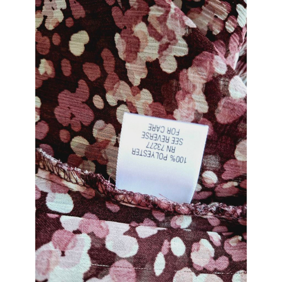 Women's apt. 9 pintuck semi sheer flutter sleeve Blouse 1X purple button Pink - Picture 5 of 5